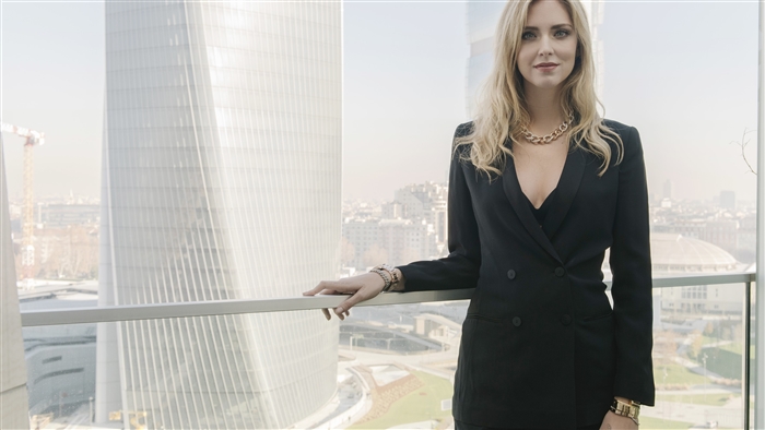 Chiara Ferragni in a black suit
