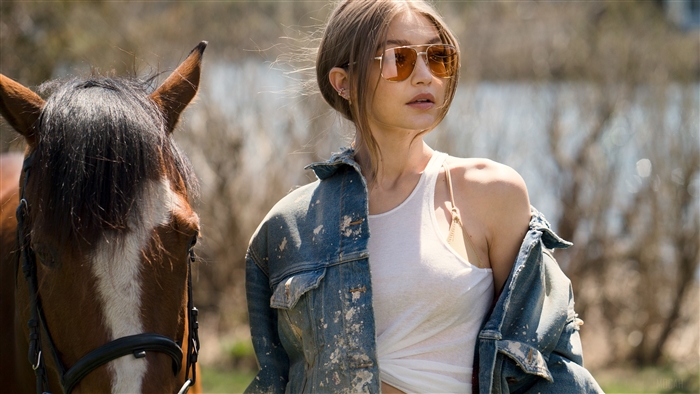 Gigi Hadid and horse photoshoot 4K