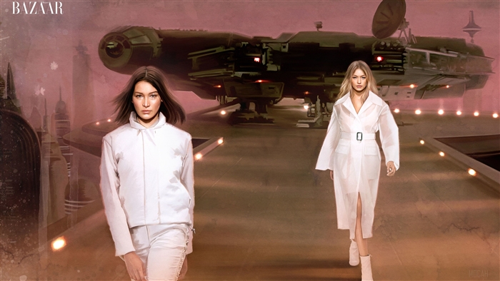 Bella and Gigi Hadid in Star Wars inspired editorial for Harper's Bazaar 4K