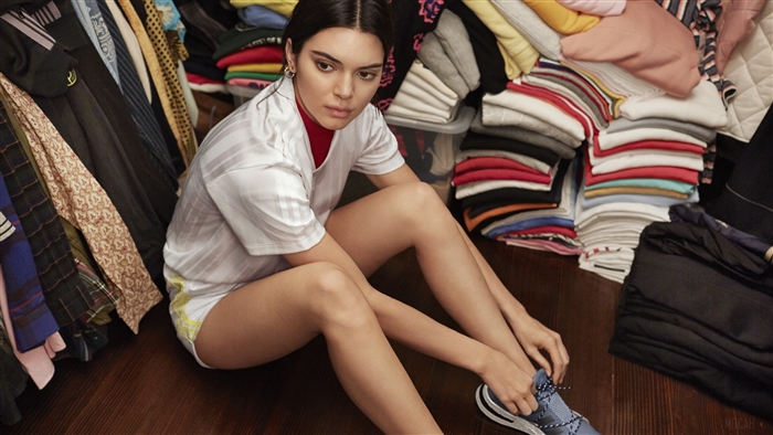 Kendall Jenner in Adidas outfit in a closet 4K