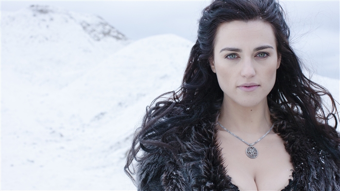 Katie McGrath in winter landscape 4K