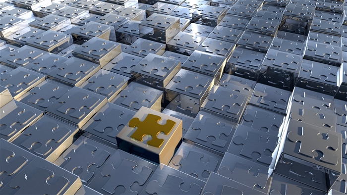 Metal puzzle cubes with one gold piece