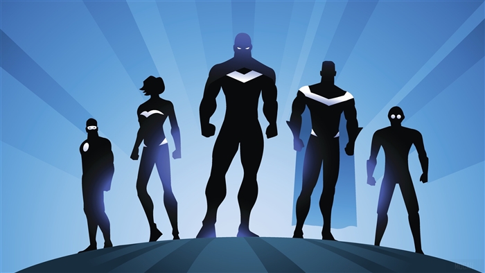 Minimalist Superheroes Standing on Hill 4K