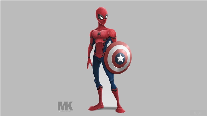 Spider-Man with Captain America Shield 4K