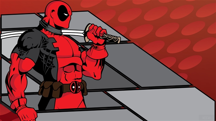 Deadpool holding a sword