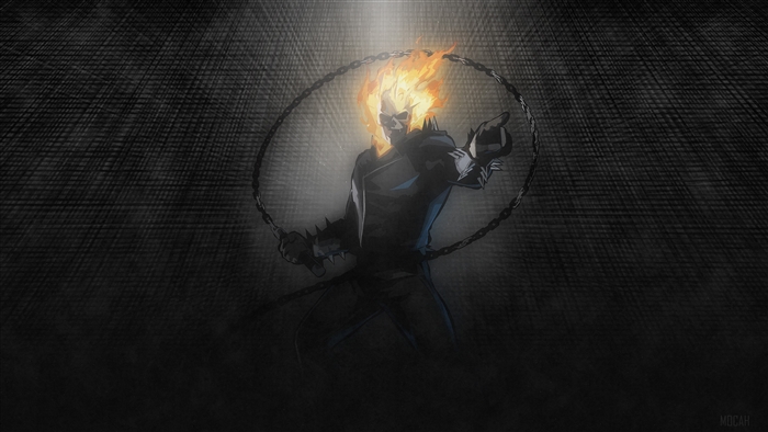 Ghost Rider with flaming skull and chains 4K