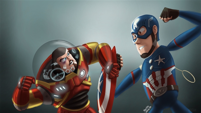 Buzz Lightyear as Iron Man vs Sheriff Woody as Captain America 4K