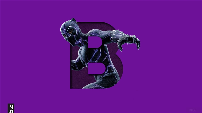 Black Panther from Marvel in front of letter B