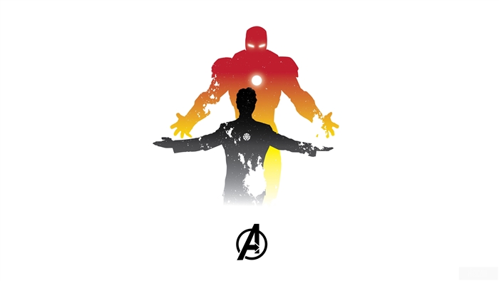 Iron Man Silhouette with Avengers Logo 4K