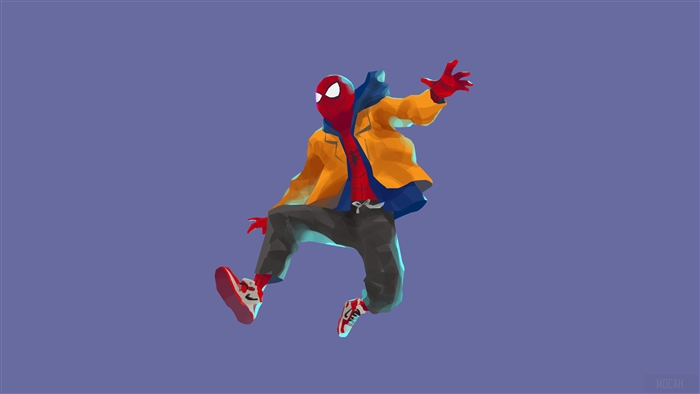 Spider-Man from Spider-Verse in casual attire jumping
