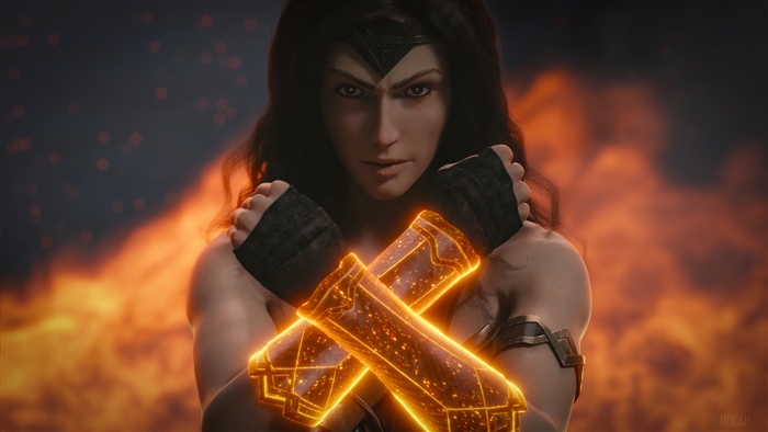 Wonder Woman with glowing bracelets 4K