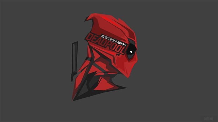Deadpool from Marvel Comics Minimalist Art 4K