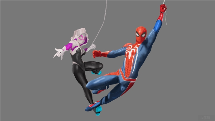 Spider-Man and Spider-Gwen from Spider-Man PS4 Art 4K