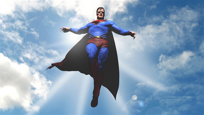 Superman flying in the sky