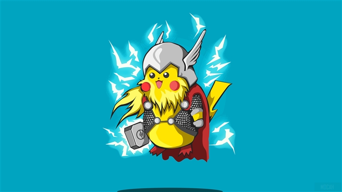 Pikachu as Thor with Mjolnir 4K