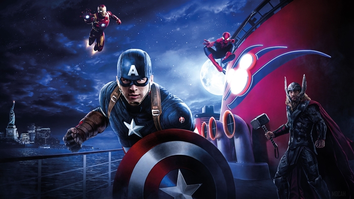 Captain America, Thor, Iron Man, Spiderman from Marvel on Disney Cruise