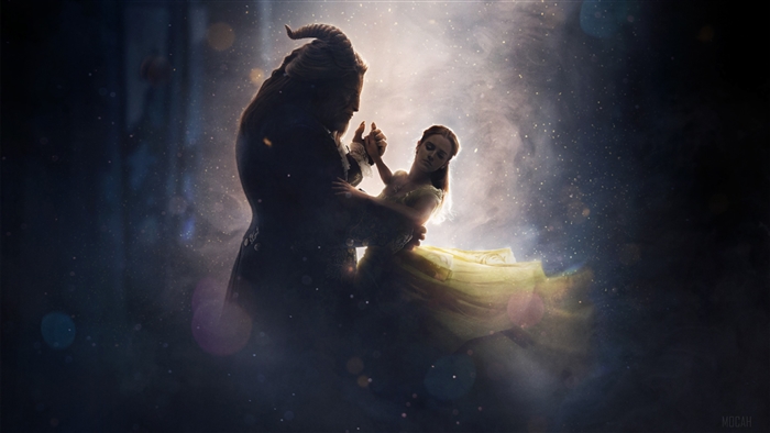 Belle and Beast dancing in Beauty and the Beast 4K