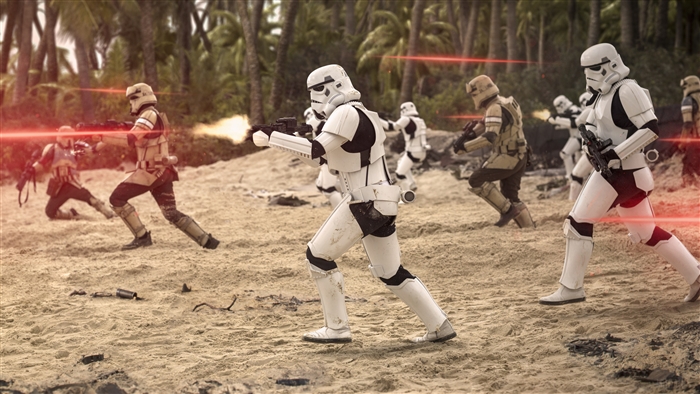 Stormtroopers from Rogue One in a Star Wars War 4K