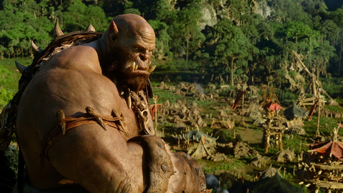 Orgrim from Warcraft in a village