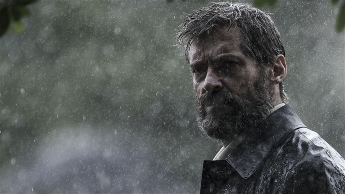 Hugh Jackman as Logan in the rain