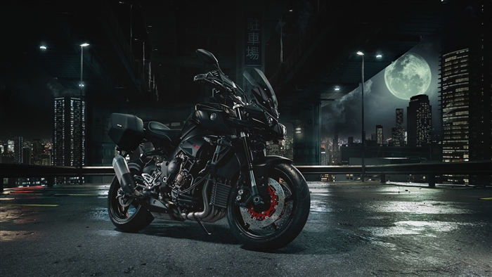 Yamaha MT-10 motorcycle in a city at night