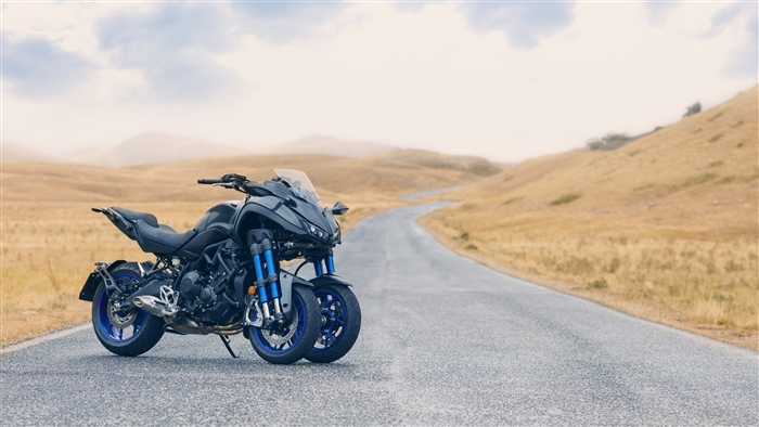 Yamaha Niken motorcycle on a winding road