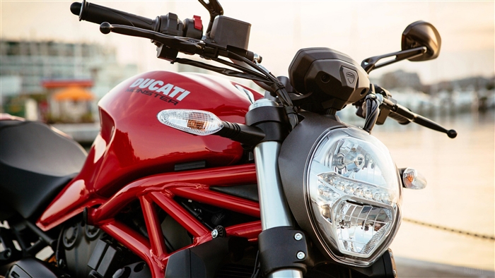 Red Ducati Monster 821 2017 Motorcycle Side View 4K