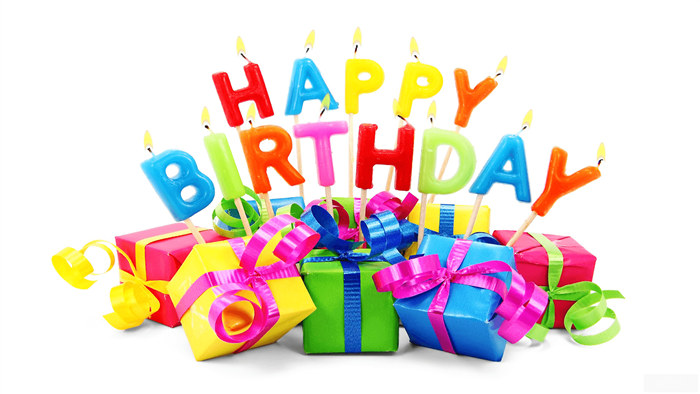 Happy Birthday candles and gifts