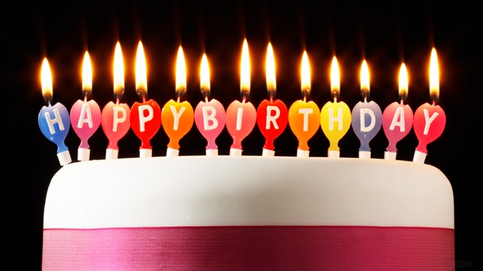 Happy Birthday candles on a cake 4K
