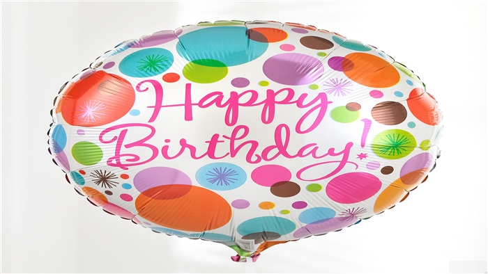 Happy Birthday Balloon with Polka Dots 4K