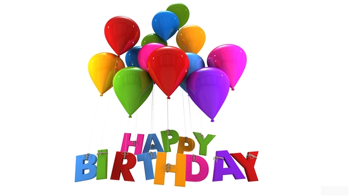 Happy Birthday colorful balloons and letters 4K