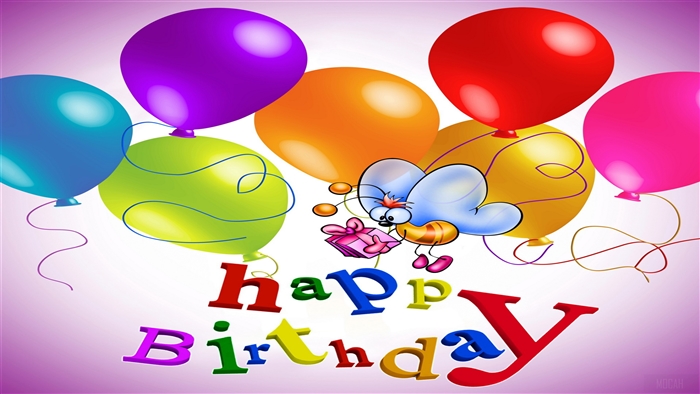 Happy Birthday Balloons and Butterfly 4K
