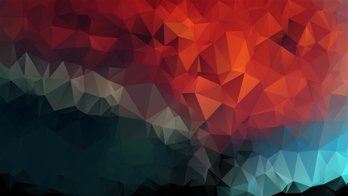 Geometric mosaic of triangles in red, blue, and dark tones 4K