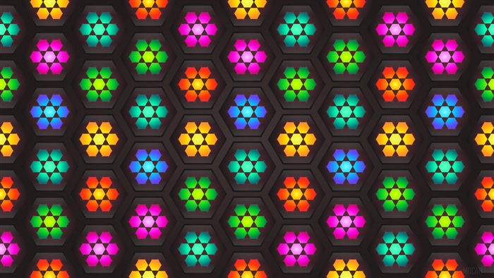 Kaleidoscope mosaic of colorful hexagons 4K