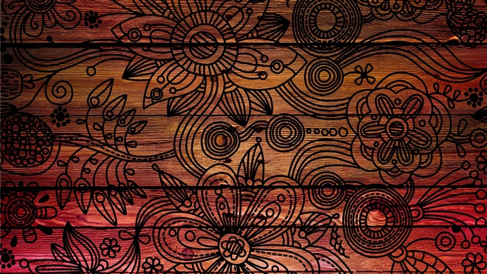 Wooden texture with floral patterns 4K