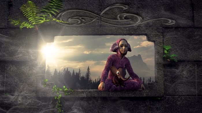 Child in costume with elephant, fantasy 4K