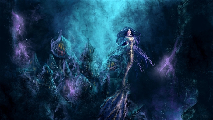 Mermaid in an underwater fantasy landscape 4K