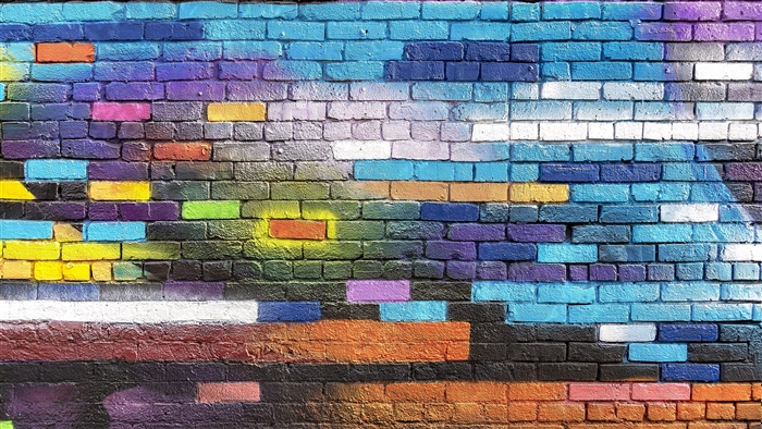 Colorful Abstract Graffiti on Brick Wall