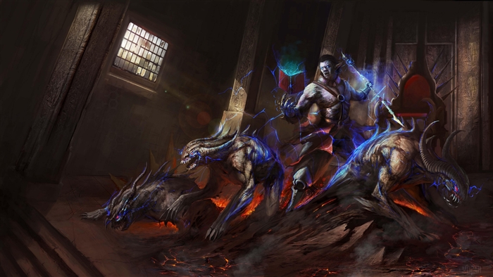 Demon lord with magic and demonic beasts 4K