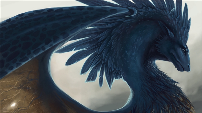 Dark feathered dragon art 4K