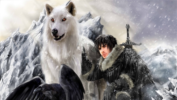 Jon Snow and Ghost from Game of Thrones 4K