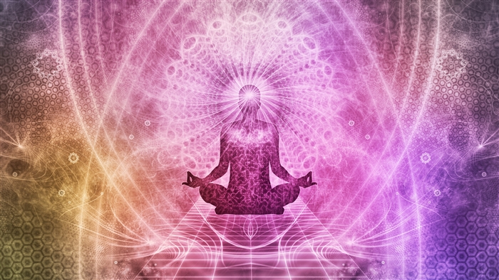 Meditating Figure with Chakra and Aura Glow