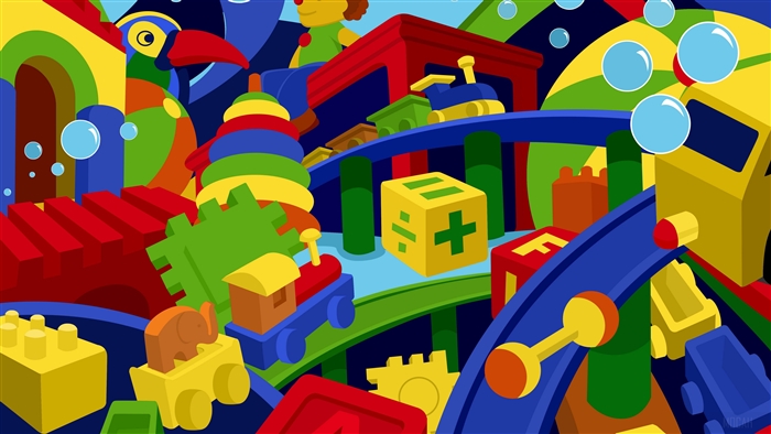 Colorful toy blocks and trains in 4K