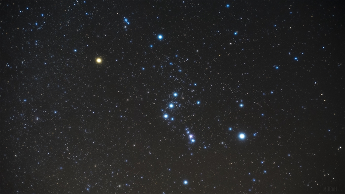 Orion constellation in a starry sky 4K