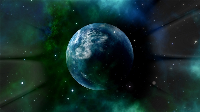Planet in a galaxy with stars and nebulae 4K