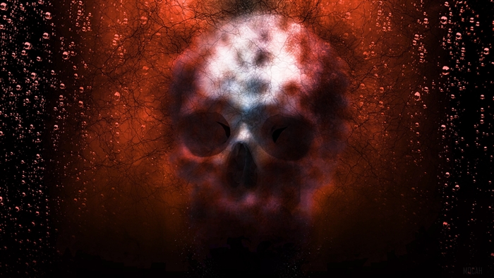 Creepy skull art with plexus and glow 4K