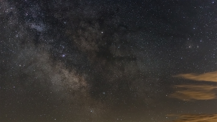 Starry sky with galaxy and clouds 4K