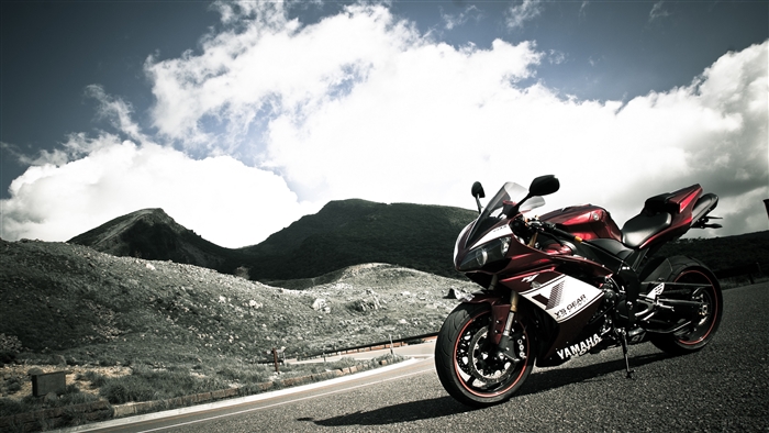 Yamaha R1 motorcycle on a mountain road