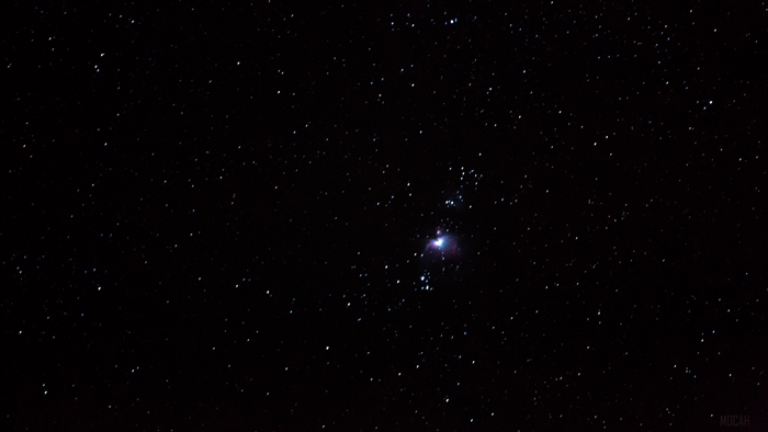 Starry night sky with Orion Nebula