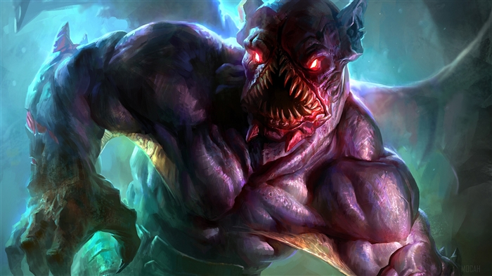 Demonic creature with red eyes in Dota 2 4K